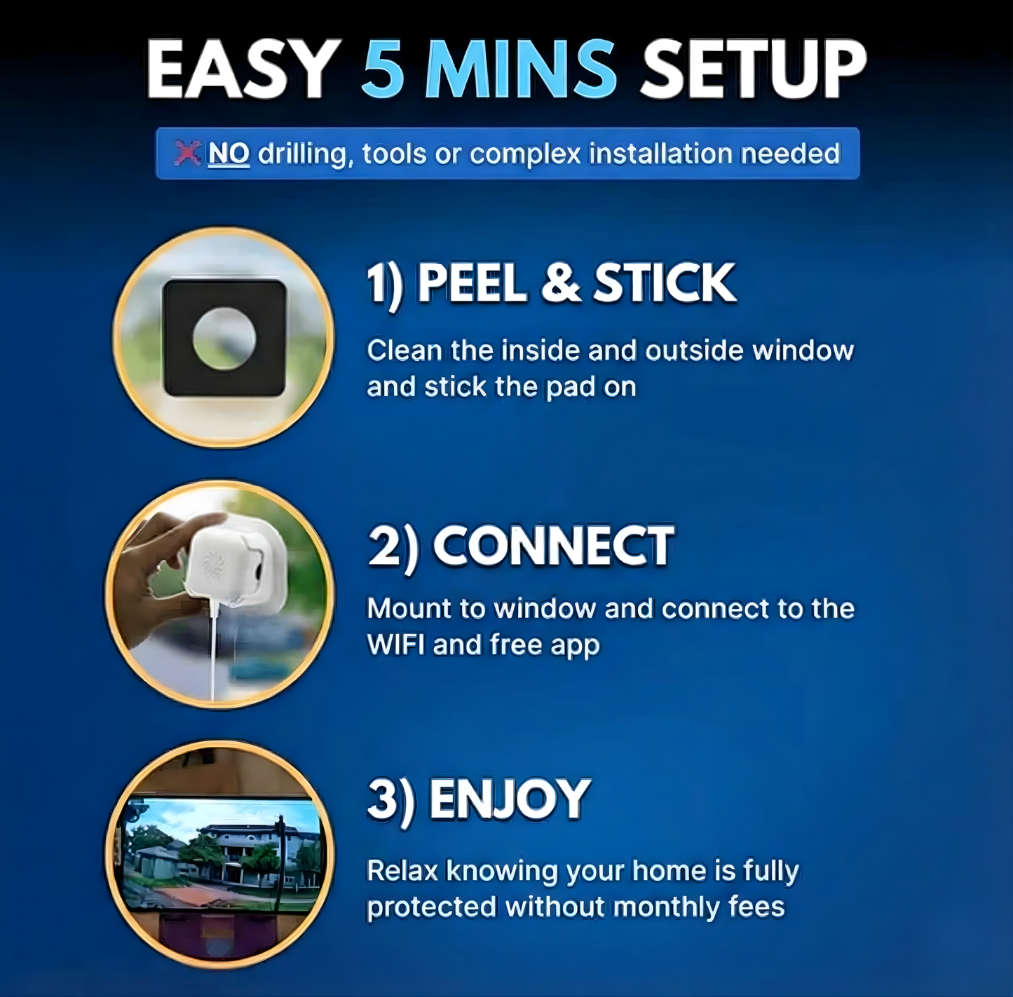 Home security smart window camera with real-time monitoring