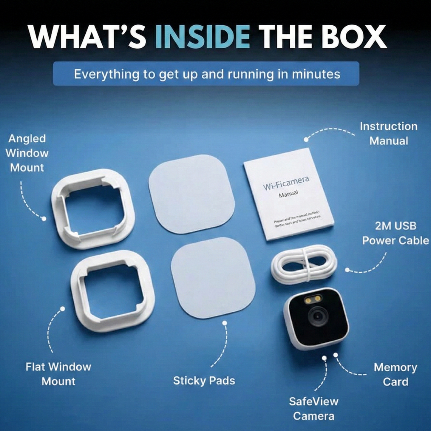 HD smart window camera installed on glass for home protection