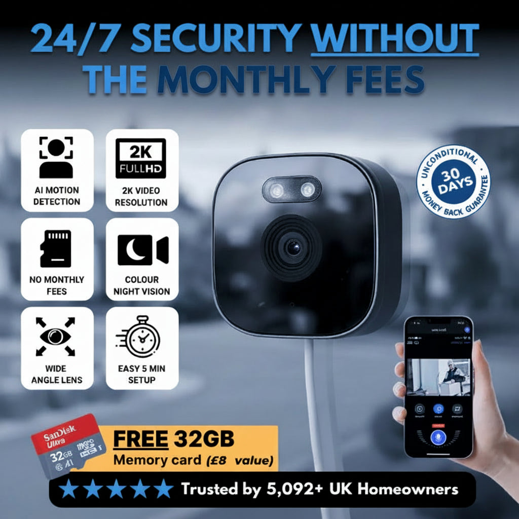 SafeView smart window camera installed on a home window monitoring outside